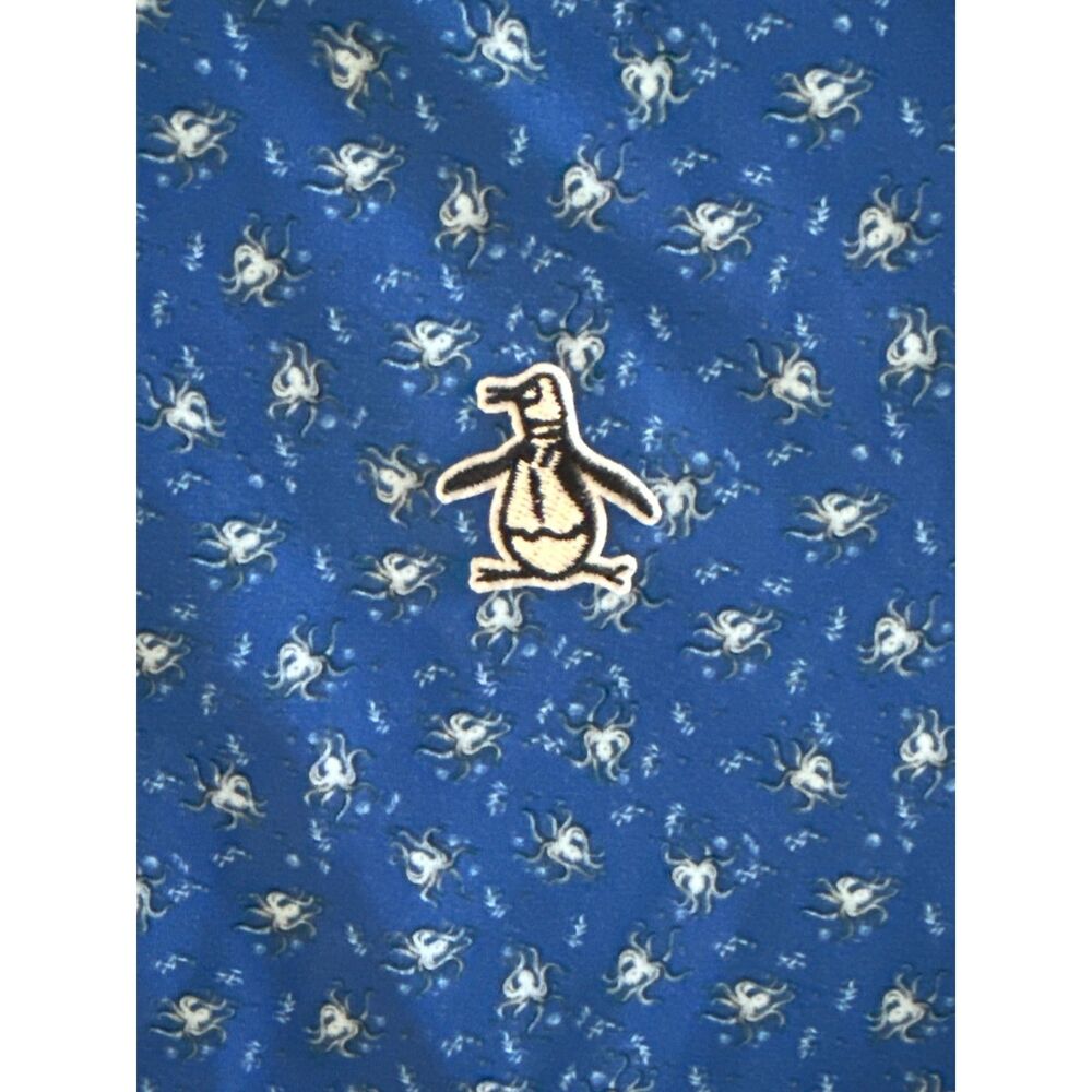 Original Penguin Micro Octopus Golf Polo Men’s Medium Blue Performance Stretch